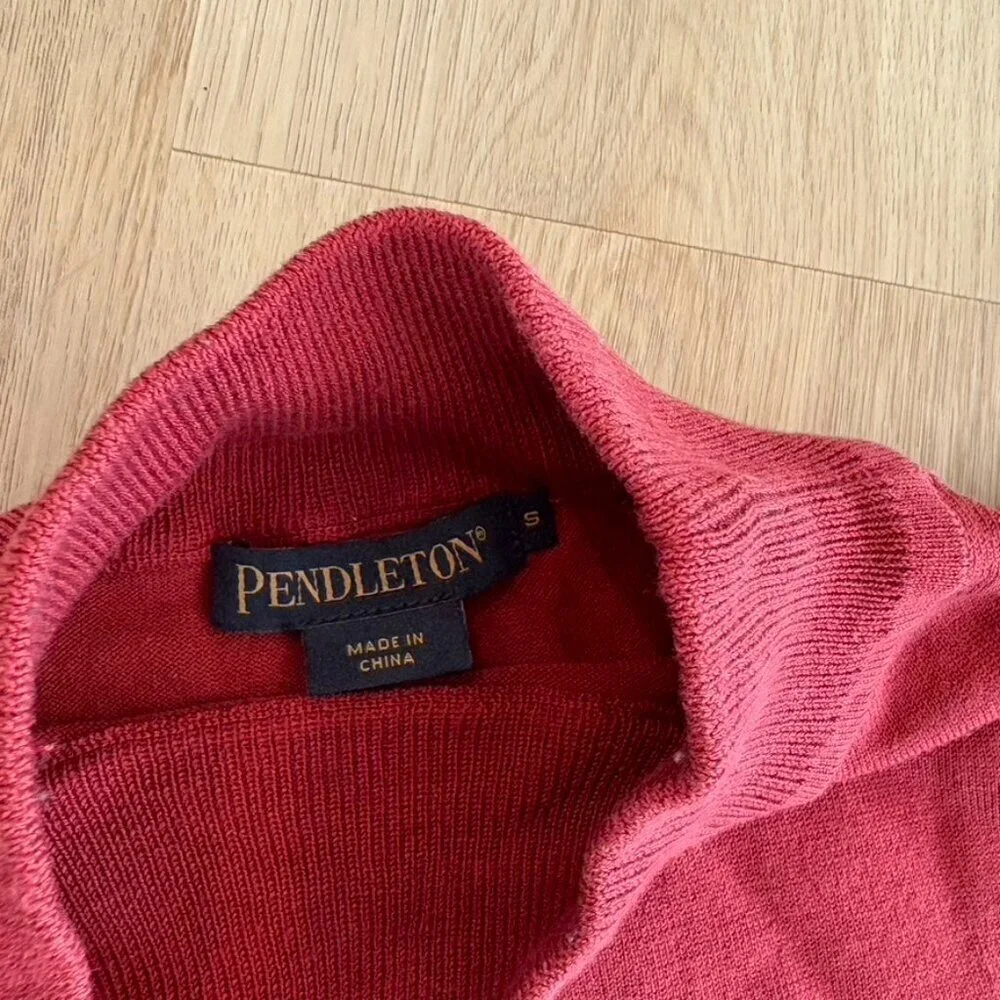 ** PENDLETON Mock Neck Pullover Sweater Women's Size S Cranberry Red Silk Blend - Picture 7 of 8